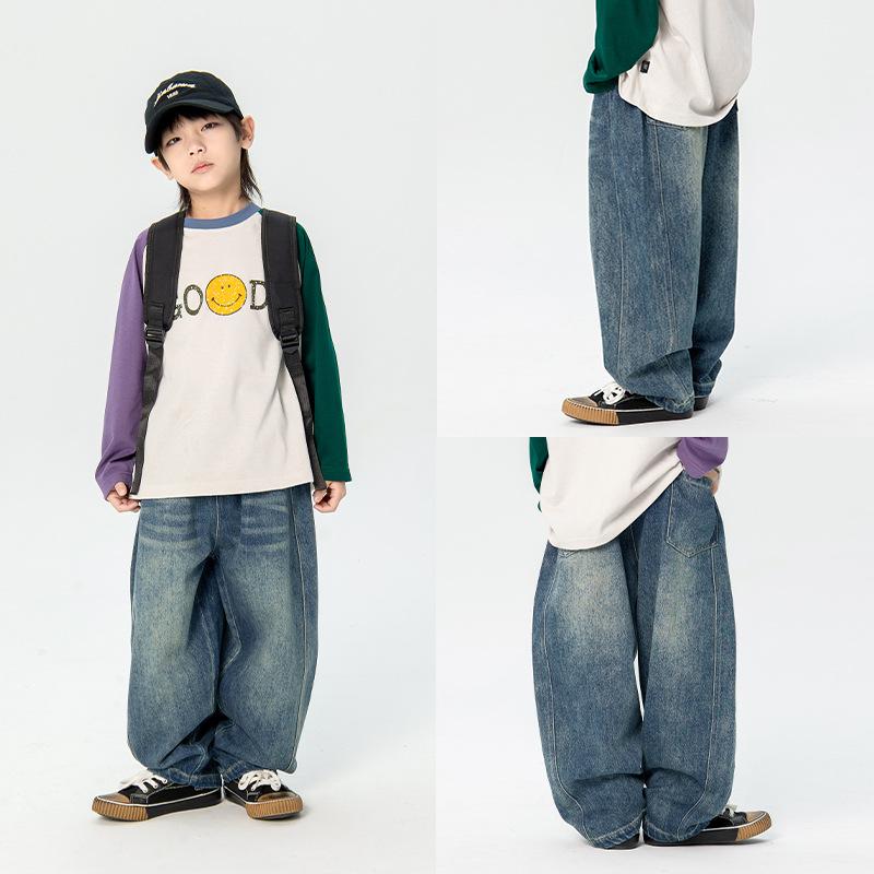 子供用ジーンズ ストレート ジーパン デニムパンツ キッズ ボーイズ ガールズ 子供服 ラディッシュパンツ ズボン 中小サイズ 100cm 110cm 120cm 130cm 140cm 150cm 160cm 春秋 普段着