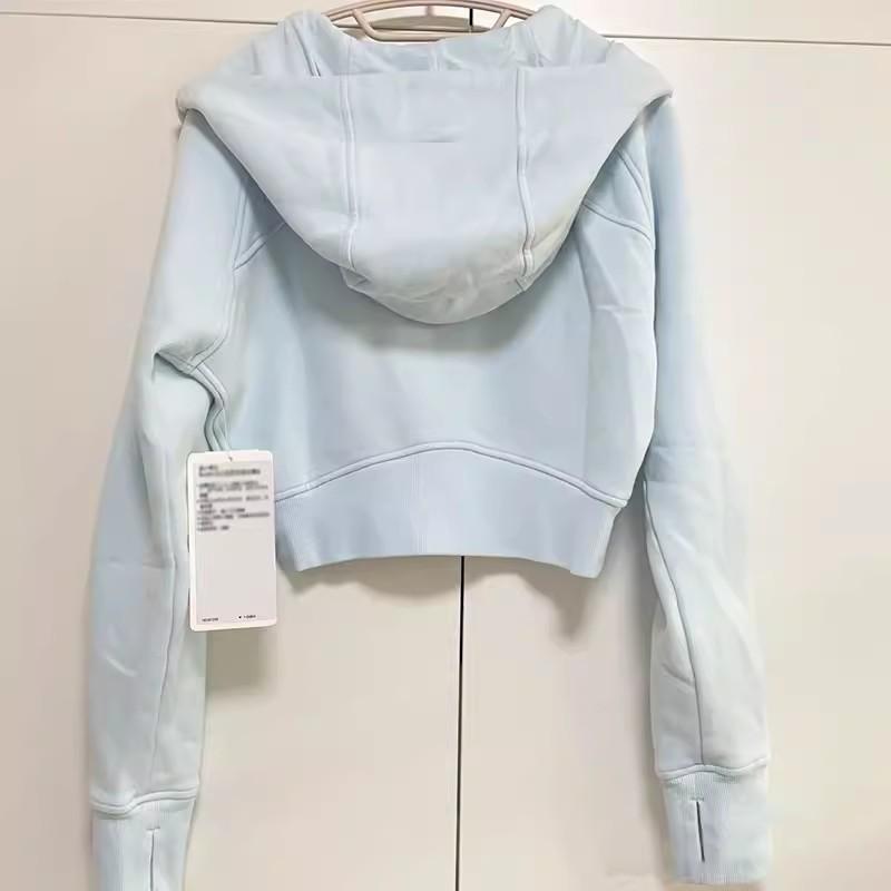 パーカー レディース 秋冬 ショート丈 カーディガン 長袖 トップス ゆったり フード付き 厚手 無地 綿 ポリエステル 天空ブルー