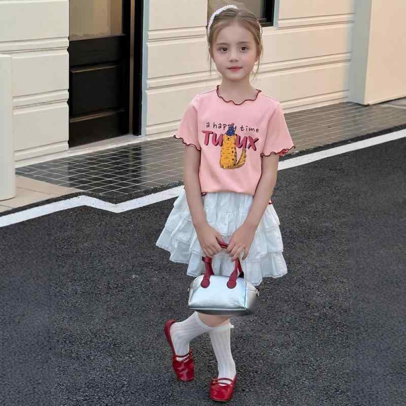 Tシャツ キッズ 女の子 半袖 子供服 トップス カットソー 通気性 コットン かわいい 普段着 ピンク系 イエロー
