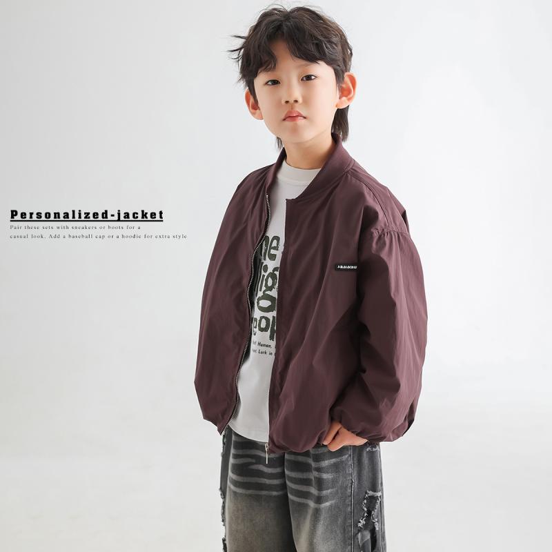 子供服 ジャケット 男の子 秋物 アウター 韓国風 ボーイズ ジャンパー 撥水 軽アウター ワインレッド