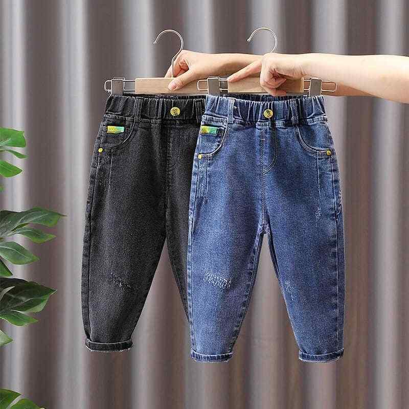 パンツ キッズ 男の子 デニムパンツ 春秋 ズボン 子供服 カジュアル ロングパンツ 中小童 ボーイズ 80%綿 伸縮性 ウエストゴム 春 秋 ブルー ブラック系