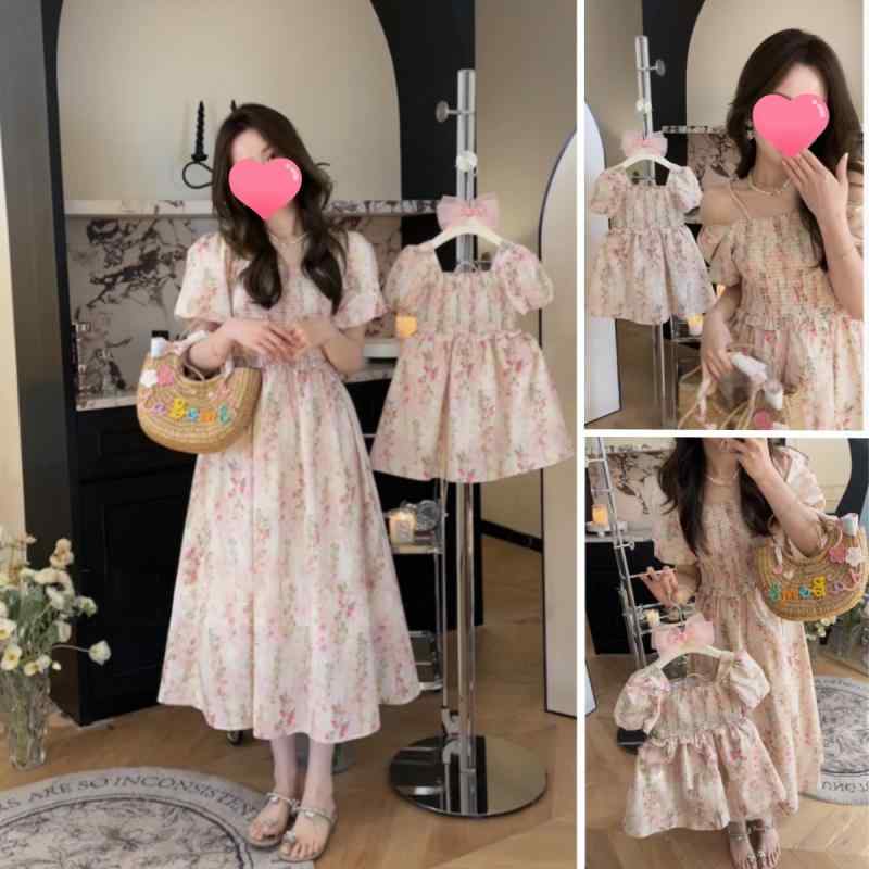 親子服 レディース ワンピース 子供服 花柄 チュニック 親子コーデ 春夏 薄手 接触冷感 かわいい 普段使い お出かけ