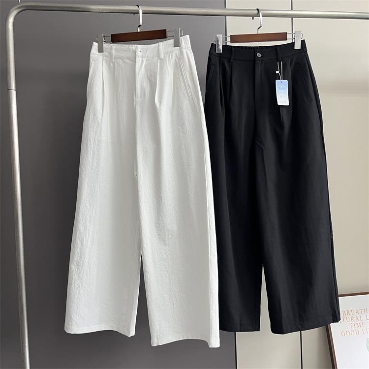 レディース 直筒ズボン下 ご機嫌酉の方角 ワイドレッグ ゆったり か細い 冷やりとした 好いたらしい 柔軟性 ポリエステル 白いこと 黒いこと 春夏 日韓心地好い 長ズボン 伸縮性 軽さ 通い 普段使い
