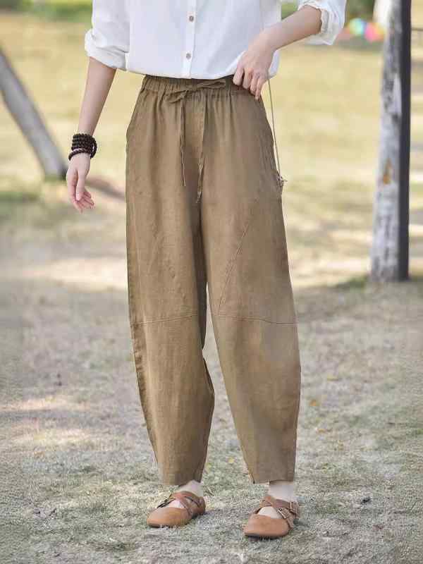 レディース ワイドパンツ 純アマ 夏用 薄手 大きいサイズ 高腰 スリム効果 ゆったり 快適 長ズボン 黒 オリーブグリーン カーキ ベージュ 白 ポケット 無弾性 基本デザイン ゆったりシルエット ポケット付き 吸湿速乾 軽量 通勤 普段使い