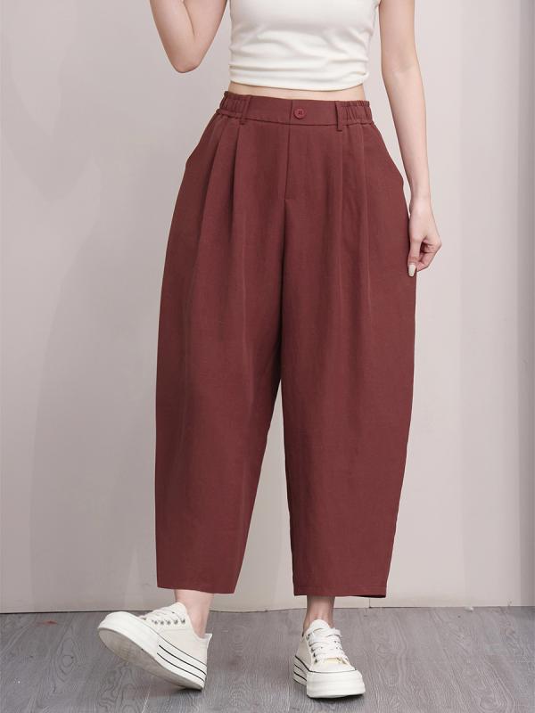 レディース ハーレムパンツ 灯?パンツ 七分丈 薄手 高腰 束脚 切り替え レイヨン 再生繊維 高弾性 ゆったり スリムライン 日韓カジュアル 酒?色 ネイビー グレー ベージュ ブラック 普段使い 軽量 伸縮性