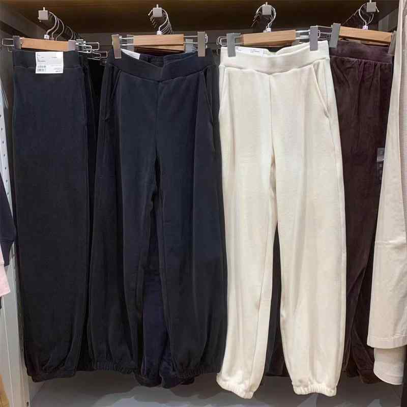 秋冬 レディース 運動パンツ 高弾力 フランネル テーパードパンツ 休?パンツ 接触冷感 天? 再生繊維 ロングパンツ ブラック 乳白色 かわいい プリンセススタイル カジュアル 普段使い 伸縮性 軽量 ハイウエスト 細身シルエット 秋冬 通勤用 アウト
