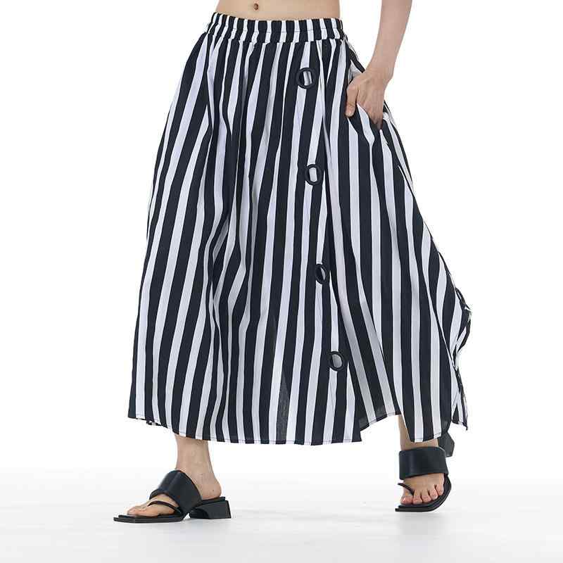 パンツ レディース スカート付きパンツ 水玉模様 ストライプ柄 ワイドレッグパンツ カジュアル 薄手 ゆったりサイズ 9分丈 綿100% 春夏｜トミーショップ 店