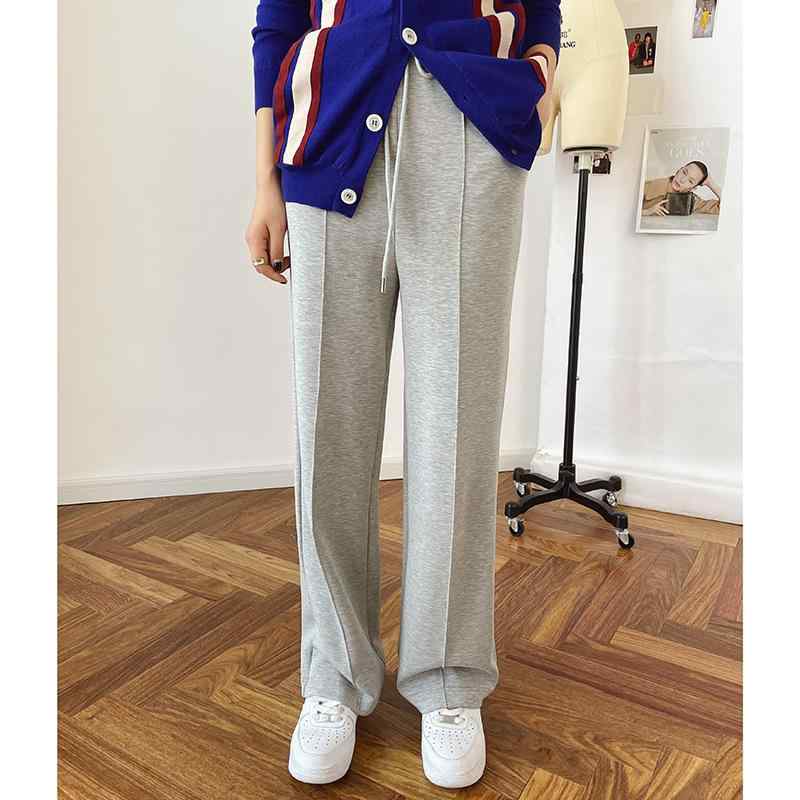 レディース 直筒パンツ スポーツパンツ 松腰 純色 ゆったり スタイルアップ コットン ポリエステル 混紡 通勤 普段使い 長丈 気質 ブラック ホワイト グレー 接触冷感 軽量 伸縮性 吸湿速乾 春夏 秋