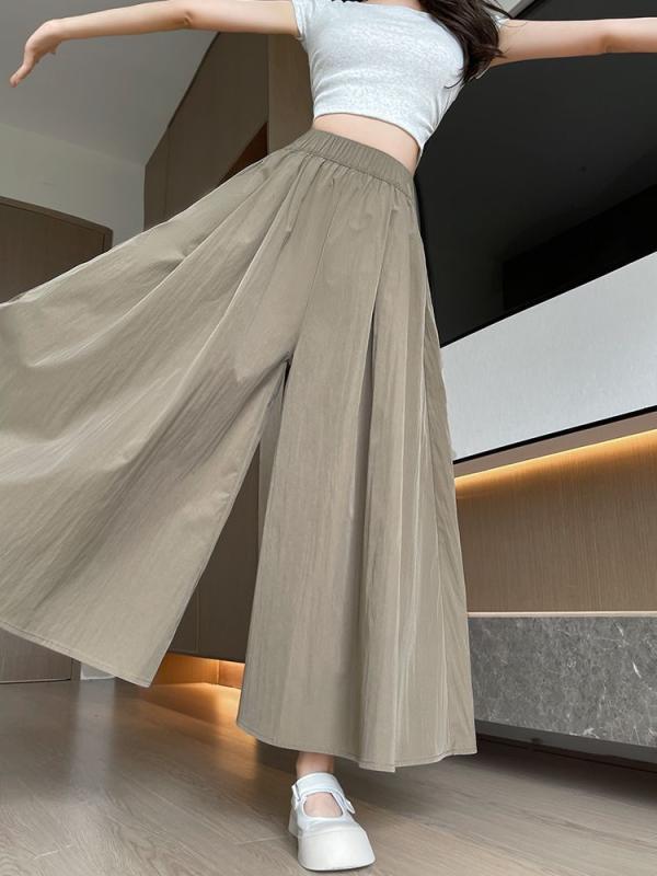 スカート レディース ワイドレッグ パンツ 麻混 ゆったり ハイウエスト 大きいサイズ カジュアル ポケット付き 春夏 秋冬 アプリコット ブラック グレー