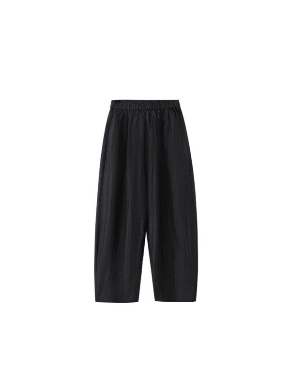 レディース 九分パンツ 女性用 黒 桑蚕? 高腰 バルーンパンツ ハーレムパンツ スリムフィット ゆったりシルエット 薄手 クラック柄 砂洗加工 復古風 カジュアル 夏用 軽量 吸湿速乾 伸縮性なし 部屋着 通勤用 アウトドア|トミーショップ 店