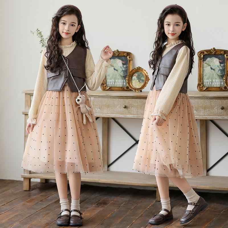ワンピース ガールズ 子供服 秋冬 Aライン チュールスカート 2点セット 120cm 130cm 140cm 150cm 160cm 165cm 普段着 お出かけ着 ポリエステル 5,443円