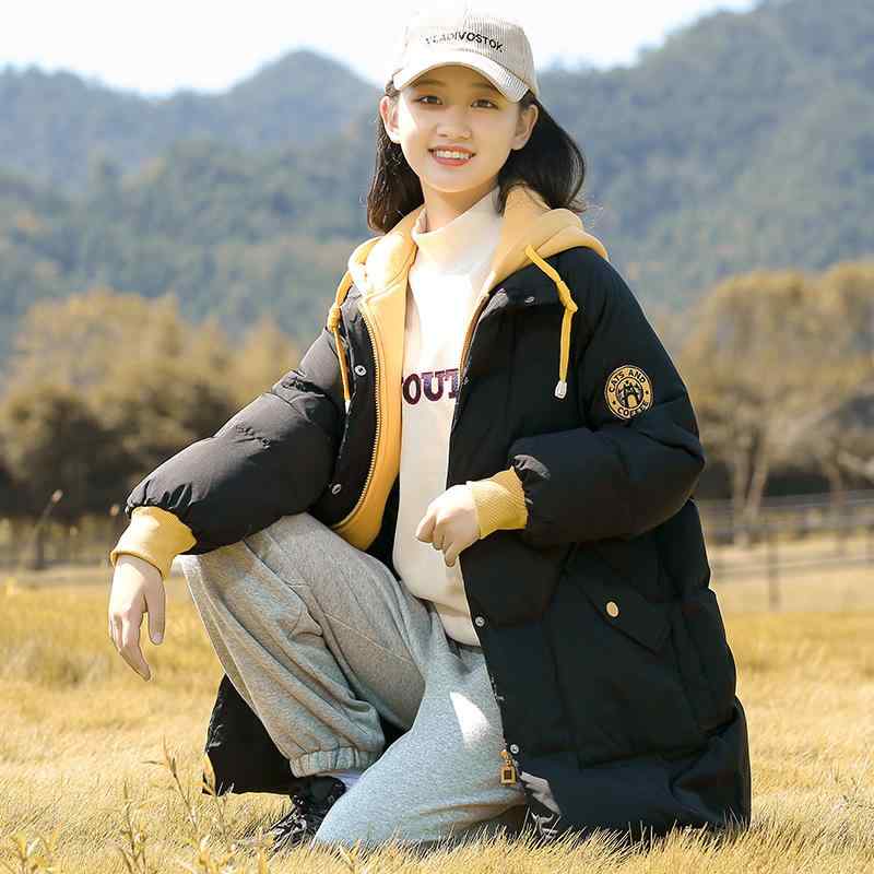 落ち込む上衣 レディース 中学生 高校生 お嬢さん アウター 冬服 朦々たる 白ダックダウン ポリエステル ゆったり 膝丈 真っただ中丈 生あたたかい 防寒 黒いこと 黒いこと ベージュ S M L XL XXL
