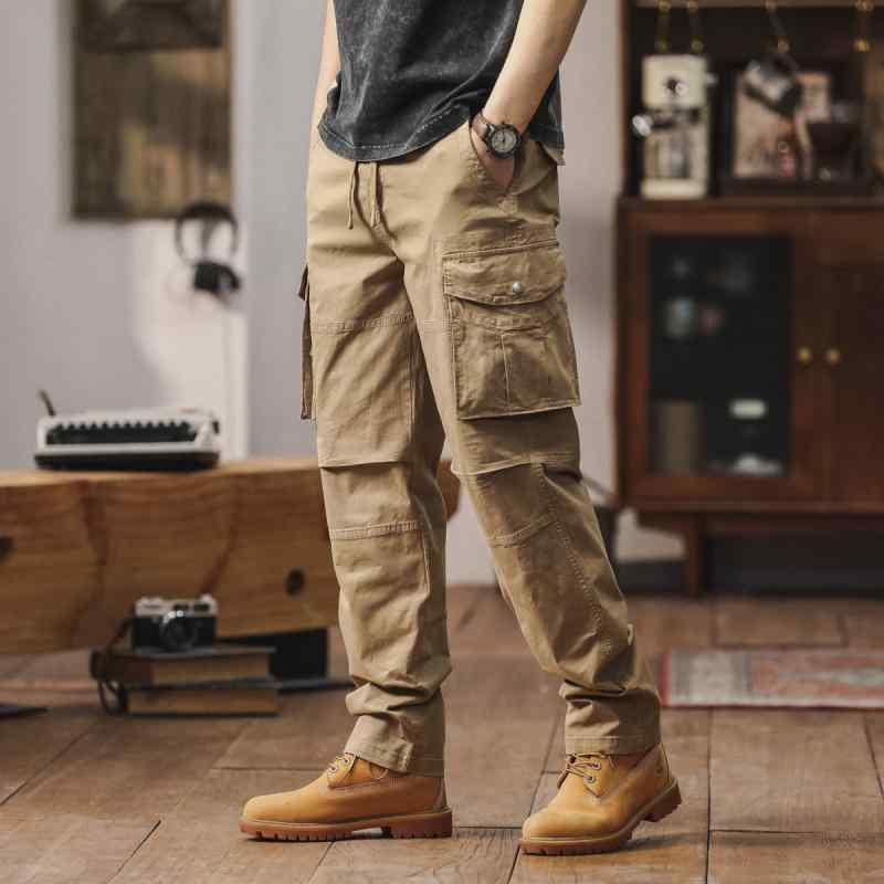 パンツ メンズ ワークパンツ カーゴパンツ ストレートパンツ イージーパンツ リラックスパンツ コットン 混紡 多ポケット ウエストベルト付き 無地 黒 ブラック グレー カーキ 普段使い アウトドア