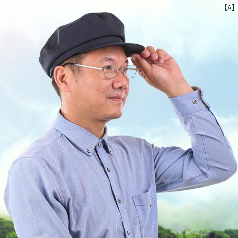 平頂キャップ 中年男性用 春夏 薄手 通気性 粘膠繊維 調整可能 短つば 丸頂 深紺 グレー系 50代以上 普段使い 軽量 夏向け 父親向け 老舗風(x10)