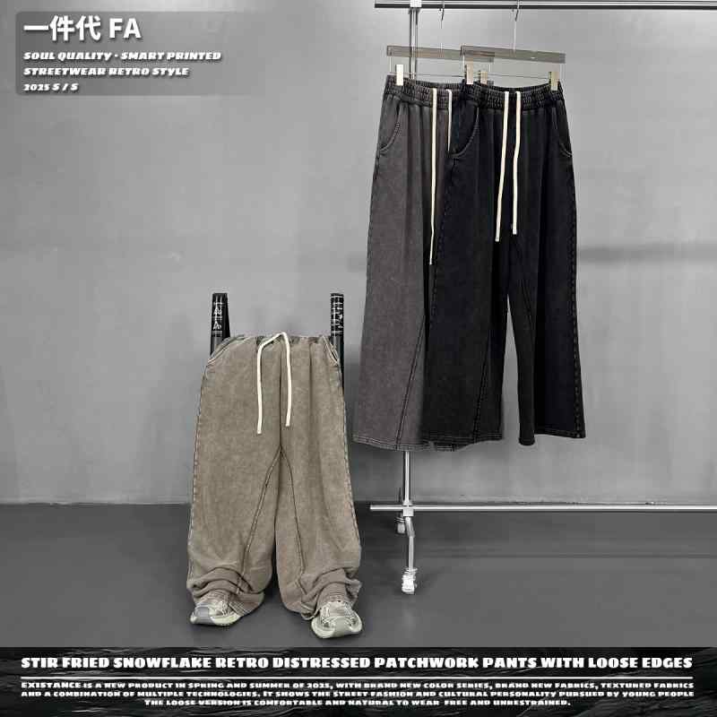 パンツ メンズ 男性用 ワークパンツ カジュアルパンツ コットン ゆったり ルーズ ストレート 高腰 春秋 黒 ブラック グレー 普段使い