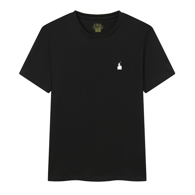 Tシャツ メンズ 男性用 半袖 カットソー 綿100% スリムフィット 無地 刺繍 薄手 涼しい 接触冷感 カジュアル 普段使い 黒 白 青 灰色 ピンク系