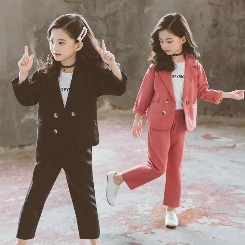 子供用スーツ 3点セット 女の子 秋物 長袖 パンツスーツ 子供服 洋風 ブラック レッド 綿90%