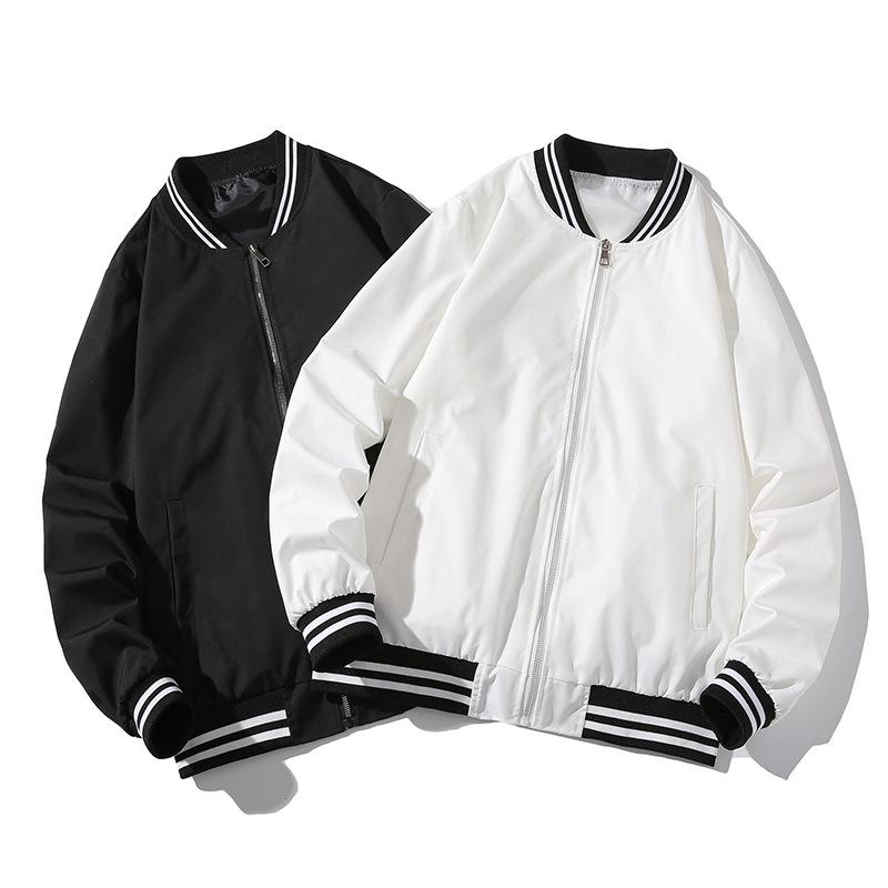 メンズ ジャケット 秋季 飛行員 棒球服 男性用 トップス コート トレンチコート トレンド ファッション ゆったり ルーズフィット スタンドカラー ジップアップ ノーカラー ミドルウェイト 無地 ソリッドカラー ポリエステル 合成繊維 イージーケア サ