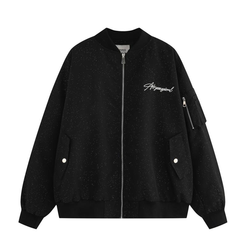 メンズ 上衣 港風 刺しゅう ひな型 ジップアップ ベイスボール風 服 ゆったり 濫りがわしい 表現スタイル 普段使い走り 百搭 成人男性用 厚地の外套 無襟 長袖 直下? ロブで上げる根もと 姿勢衣嚢 ポリエステル 混紡 出どころ 色牢度 高 免? 製作 烏兎 秋冬 時節 黒 白 赤
