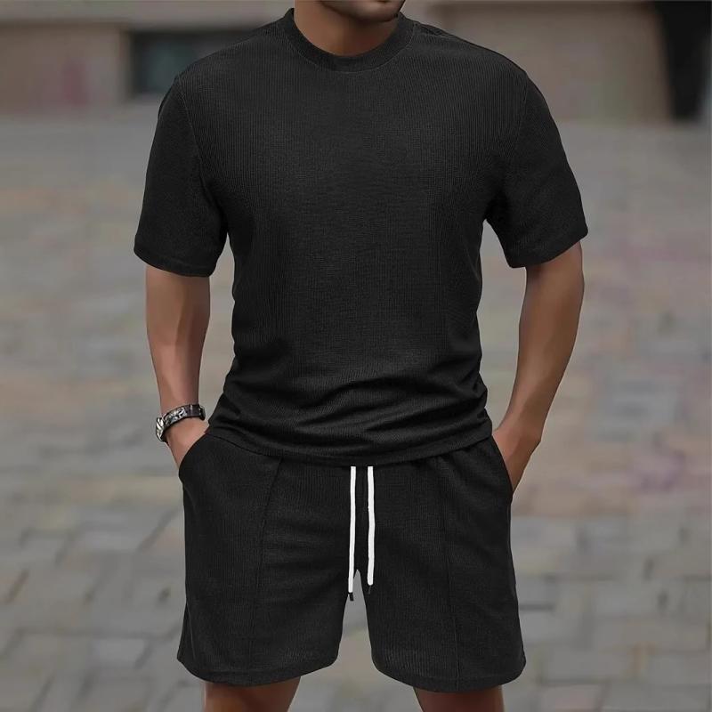 メンズ 半袖Tシャツ ショートパンツ セットアップ 薄手 ワッフル 接触冷感 吸湿速乾 部屋着 ルームウェア スポーツ 運動着 トレーニングウェア 春夏