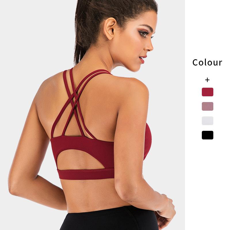 スポーツブラ 女性用 ヨガ ランニング ノンワイヤー 半カップ 中厚 細肩ストラップ メッシュ バックデザイン 切り替え ニット素材 伸縮性 吸湿速乾 軽量 フィットネス トレーニング 室内外 秋冬 春 ホワイト パープル ブラック ワインレッド ドット