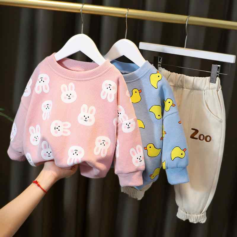 子供用スウェットセットアップ 春秋キッズパンツセット 男女兼用 ベビー・幼児向け 長袖トップス ズボン 綿100% かわいいクマ柄 ピンク系 ブルー ベージュ レッド 80cm 90cm 100cm 110cm 120cm