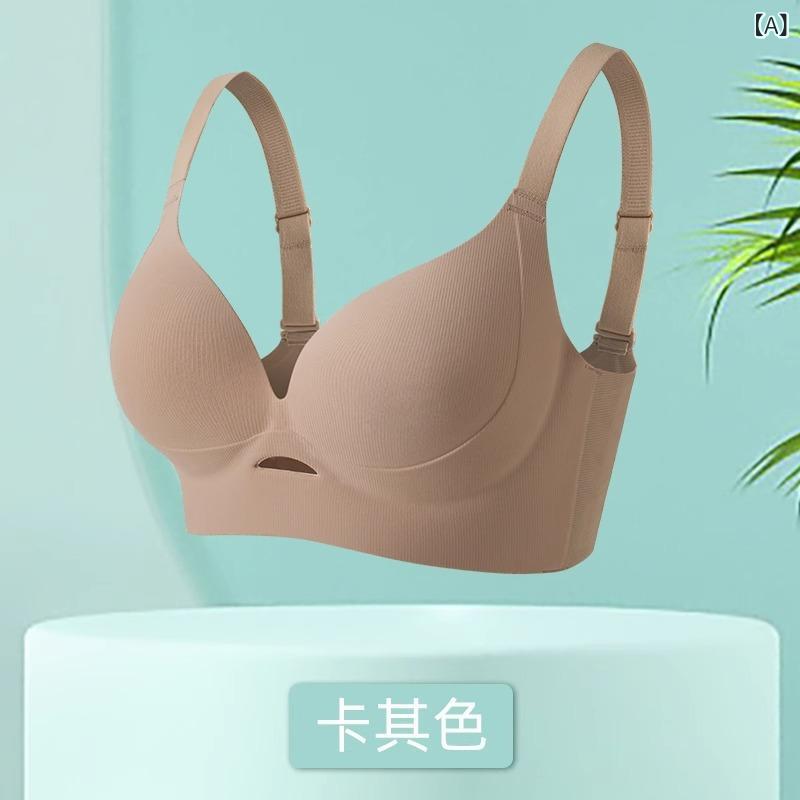 ブラ 女性用 調整型 無鋼 フルカップ 薄パッド 無痕 寄せ上げ リフトアップ 防下垂 美背 脇肉収納 大胸小さく見せ 軽量 伸縮性 接触冷感 綿混 再生繊維 シンプル カジュアル ベージュ系 グレー系 ミントグリーン 秋冬 通勤 日常使い