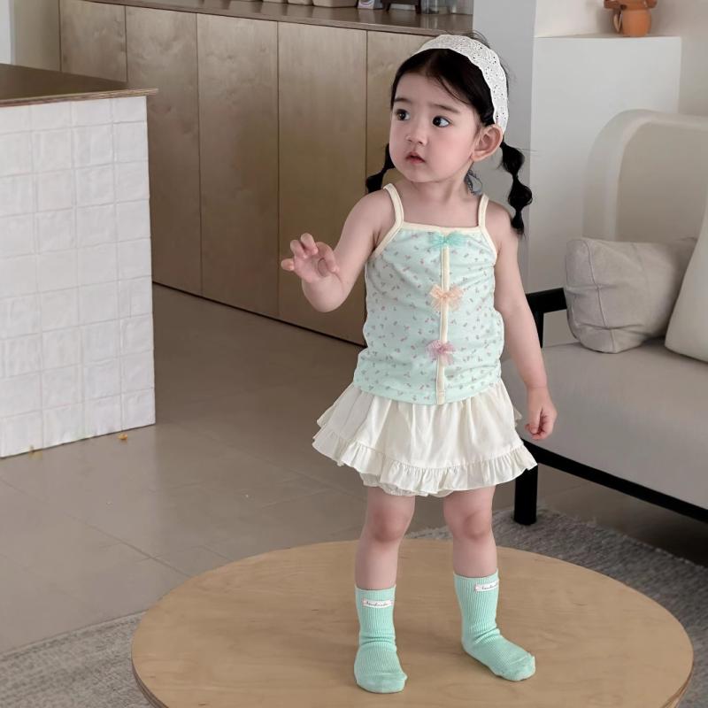 ベビー 上下セット タンクトップ ブルマパンツ 綿100％ ノースリーブ ショートパンツ 薄手 幼児 女の子 70 80 90 100 春夏