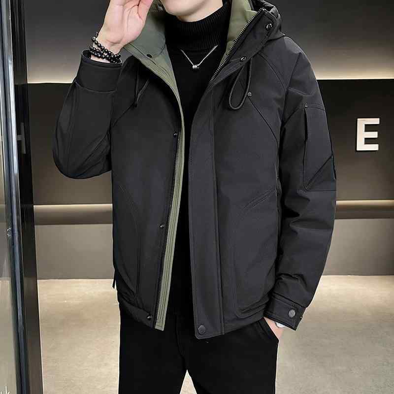 ダウンジャケット 男性用 防寒 アウター 大? 作業着風 軍?色 ブラック 灰色 ?? 66～70% 厚手 アウトドア 秋冬