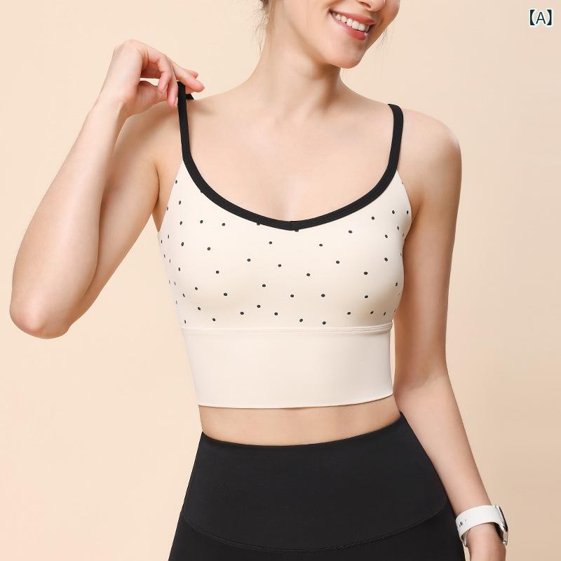 スポーツブラ 女性用 ヨガ トップス 無鋼ブラ シームレス 全カップ 上薄下厚 固定肩ストラップ 副乳補正 背心スタイル ニット混紡 ナイロン ストレッチ 軽量 吸湿速乾 運動 フィットネス ランニング ダンス ヨガウェア トップス ブラトップ ミルク杏