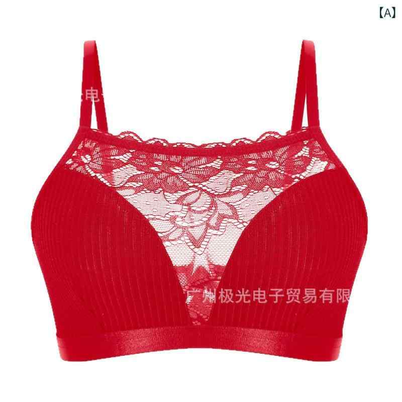 レディース 背心式 ブラジャー レース 透気 上托 集め スポーツ 取り外し肩? ニット 薄型カップ 3/4カップ サイドサポート 快適 赤 黒 白 夏 かわいい 軽量 伸縮性(x3)