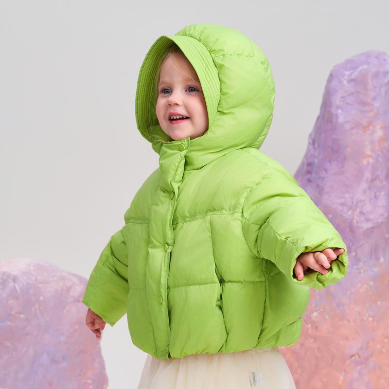 子供服 アウター：キッズ ダウンジャケット フード付き 撥水加工 防寒 80%以上 白ダックダウン 無地 カジュアル 秋冬 ベージュ グレー グリーン系 90cm 100cm 110cm 120cm 130cm 11,457円