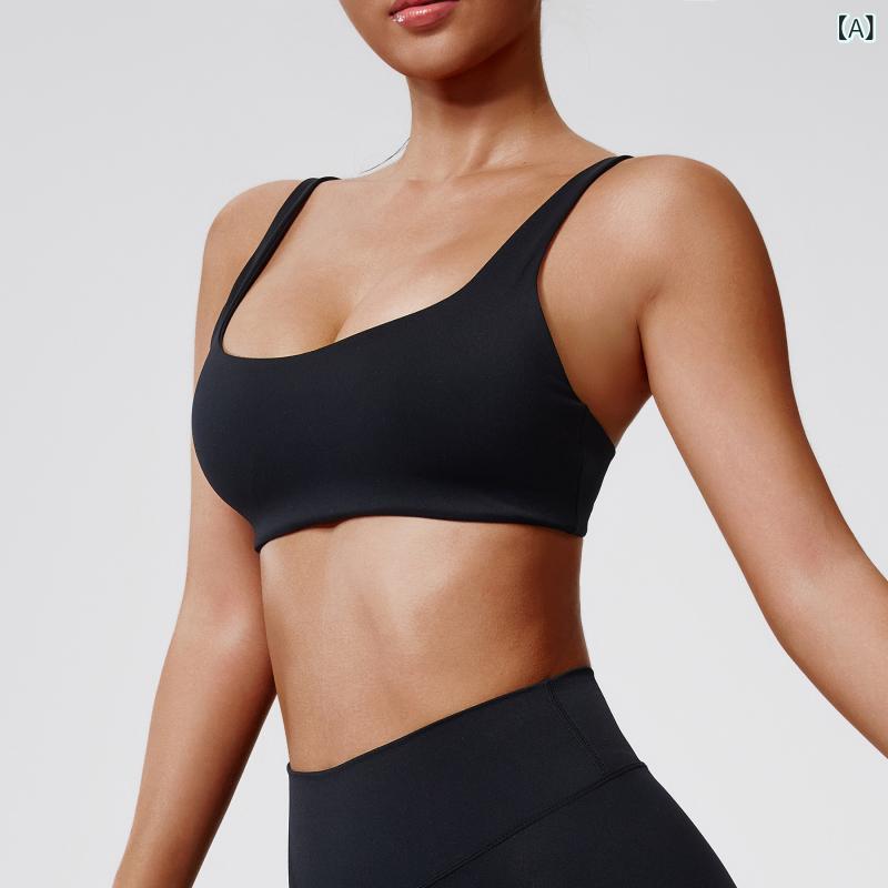 スポーツブラ 女性用 ヨガ ランニング フィットネス インナー 透気性 ナイロン ストレッチ素材 胸パッド 3/4カップ 固定ストラップ 黒 ピンク ブラウン ブルー 通勤 日常 軽量 吸湿速乾 接触冷感 メッシュ加工 美背 ワイヤレス アクティブウェア