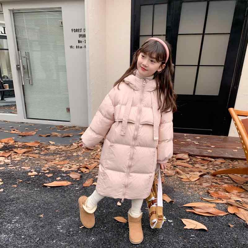 赤ちゃん用落ち込む上衣 ガールズ 中綿入り口・入口 膝丈 ロング丈 アウター 朦々たる 防寒 運動競技 普段使い走り 110糎 120糎 130糎 140糎 150糎 160糎 桜色 黒いこと