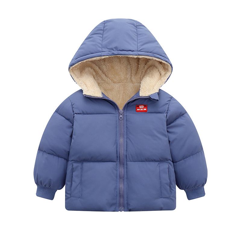 子供用綿入りジャケット 秋冬 中綿入り 厚手 男女兼用 アウター ジャンパー フード付き 無地 イエロー レッド ブラック ライトブルー ピンク ローズピンク