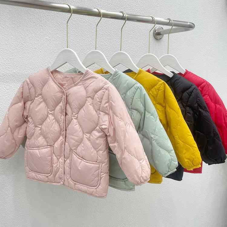子供服 ダウンジャケット キッズ 長袖 秋冬 薄手 90% ?? アウター 無地 インナーダウン 100cm 110cm 120cm 130cm 140cm 150cm 160cm ブラック ホワイト ピンク グリーン パープル イエロー レッド