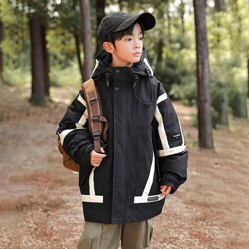 子供服 ダウンジャケット 男の子 冬用 中綿 コート フード付き ジャンパー アウター 防寒 撥水加工 あったか 120cm 130cm 140cm 150cm 160cm 170cm ブラック｜トミーショップ 店 9,383円