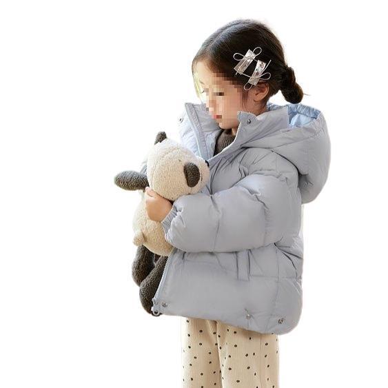 子供用羽毛ジャケット ガールズ 中綿入り ロング丈 厚手 白ダックダウン アウター カジュアル ブラック 濃い紫 空色 80cm 90cm 100cm 110cm 120cm 130cm|トミーショップ 店