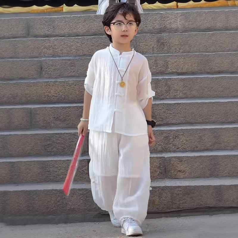 シャツ キッズ 男の子 子供 チャイナ風 唐装 セットアップ 薄手 トップス パンツ 上下セット 80 90 100 110 120 130 140 150 160 春夏 4,363円