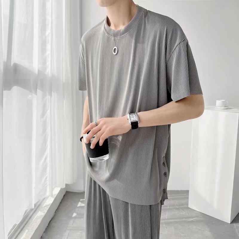 メンズ トップス 長袖 Tシャツ ロングパンツ セット ゆったり ビッグシルエット 幅広 薄手 吸湿速乾 再生繊維 グレー ブラック ホワイト 春秋 秋冬 スポーツ 普段使い 軽量 カジュアル