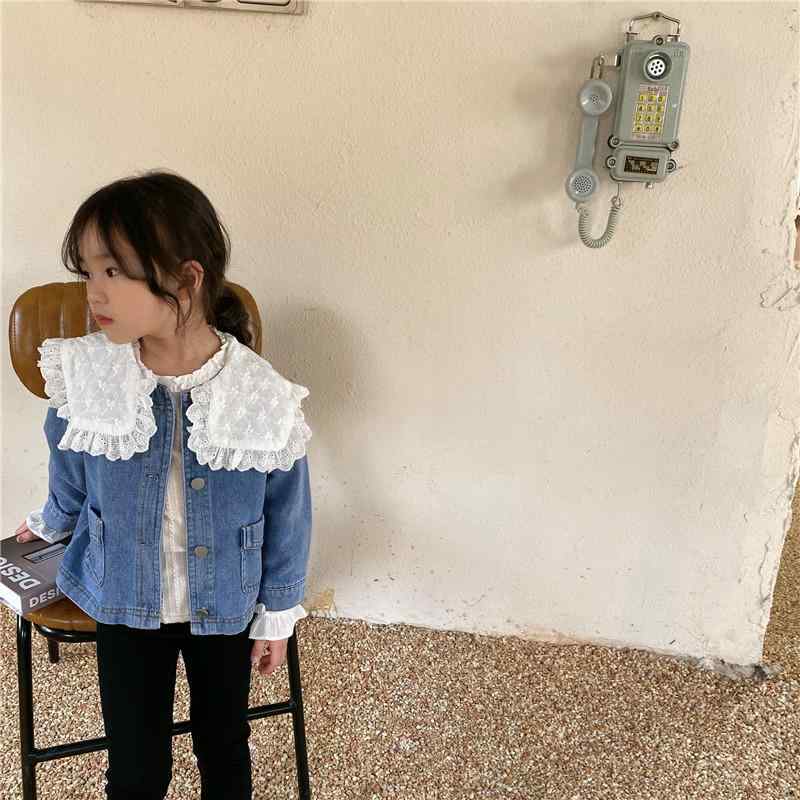 キッズ Gジャン デニムジャケット ガールズ 子供服 レース 襟付き 綿100％ かわいい 韓国風 アウター トップス 秋