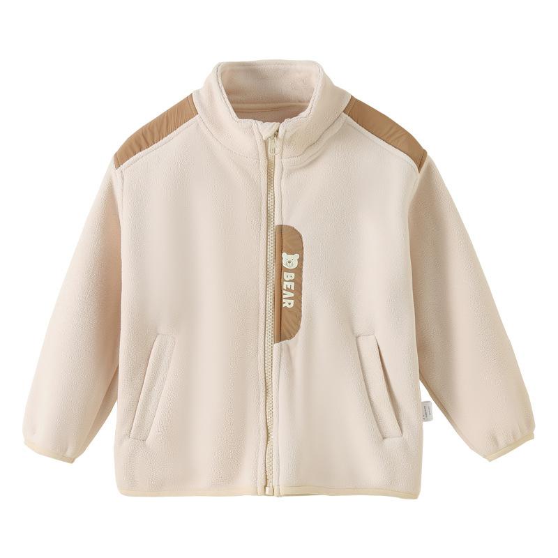 子供服 アウター キッズ 男女兼用 フリース ジャケット 立襟 上着 秋冬 防寒着 100cm 110cm 120cm 130cm 140cm 150cm 160cm 170cm カーキ ピンク系 紫 デニムブルー