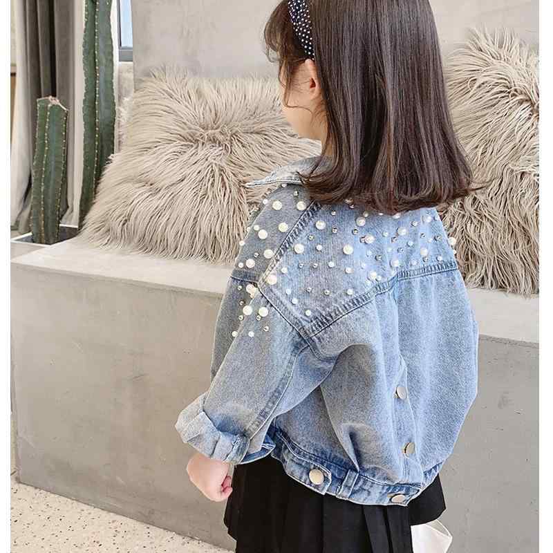 子供服 ジャケット 女の子 デニム 春秋 薄手 ラウンドネック パール スタッズ 韓国風 かわいい おしゃれ アウター 普段着 写真撮影 旅行 お出かけ 100 110 120 130 140 150