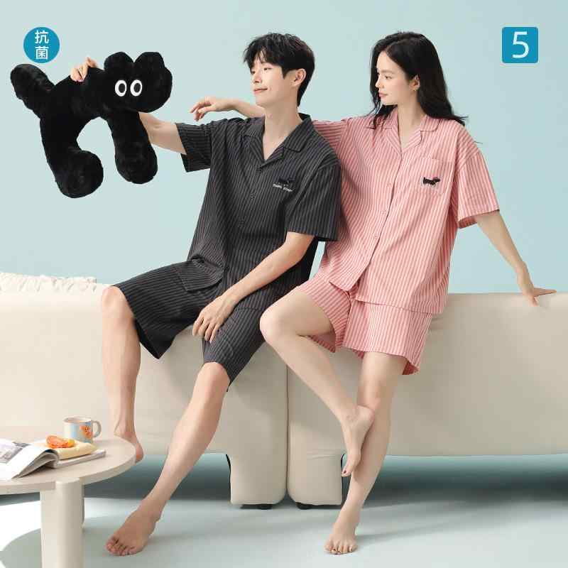 パジャマ 春夏 レディース メンズ 半袖 薄手 綿100% ストライプ 抗菌 男女兼用 寝巻き ルームウェア 部屋着 涼しい 快適 通気性 リラックス M L XL XXL XXXL