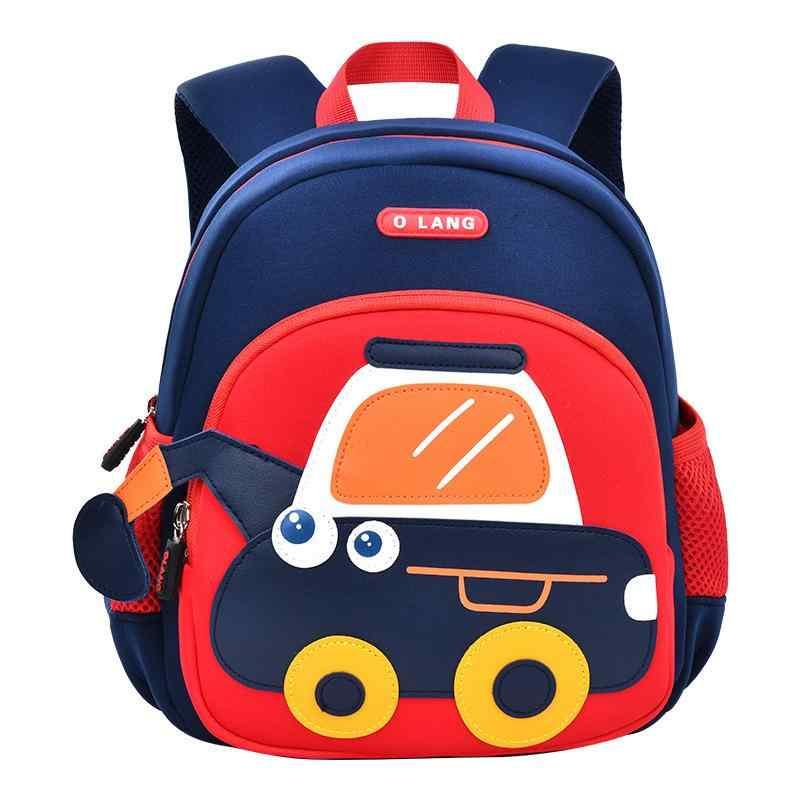 リュック キッズ 大容量 かわいい 幼稚園 保育園 掘削機 車 超軽量 減圧 通気性 防水 男の子 女の子 ブルー系 スクールバッグ