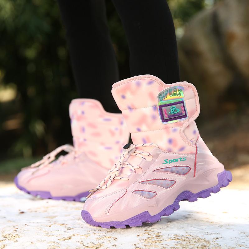 スノーブーツ キッズ 子供 女の子 防水 ショートブーツ 黒 緑 ピンク 紫 青