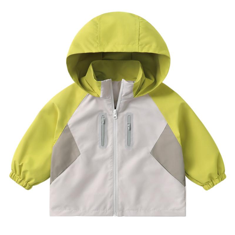キッズ アウター 防水 フード付き ジャケット 春秋 子供服 男の子 ボーイズ 配色 バイカラー 90cm 100cm 110cm 120cm 130cm 140cm