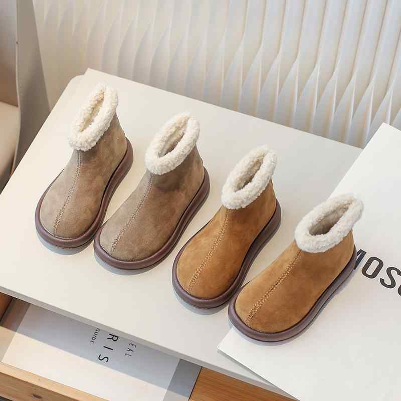 ブーツ キッズ 女の子 裏起毛 防寒 ショートブーツ スノーブーツ 子供靴 撥水 合成皮革 秋冬 ブラウン カーキ