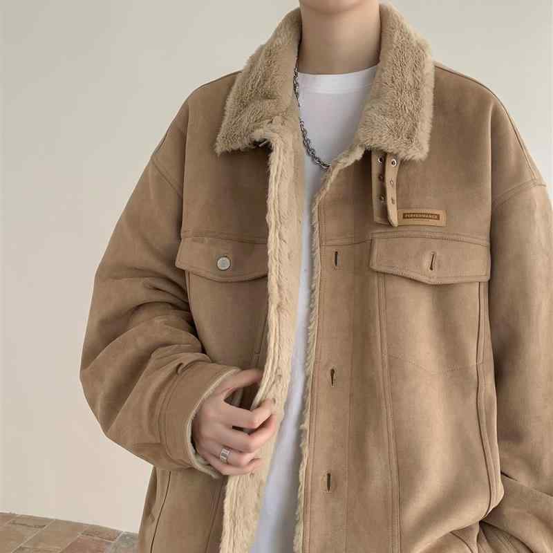 ジャケット 男性用 ボアジャケット 裏起毛 厚手 防寒 暖かい フリースジャケット ブルゾン ゆったり 襟付き コットン 秋冬 ダークブルー カーキ グレー