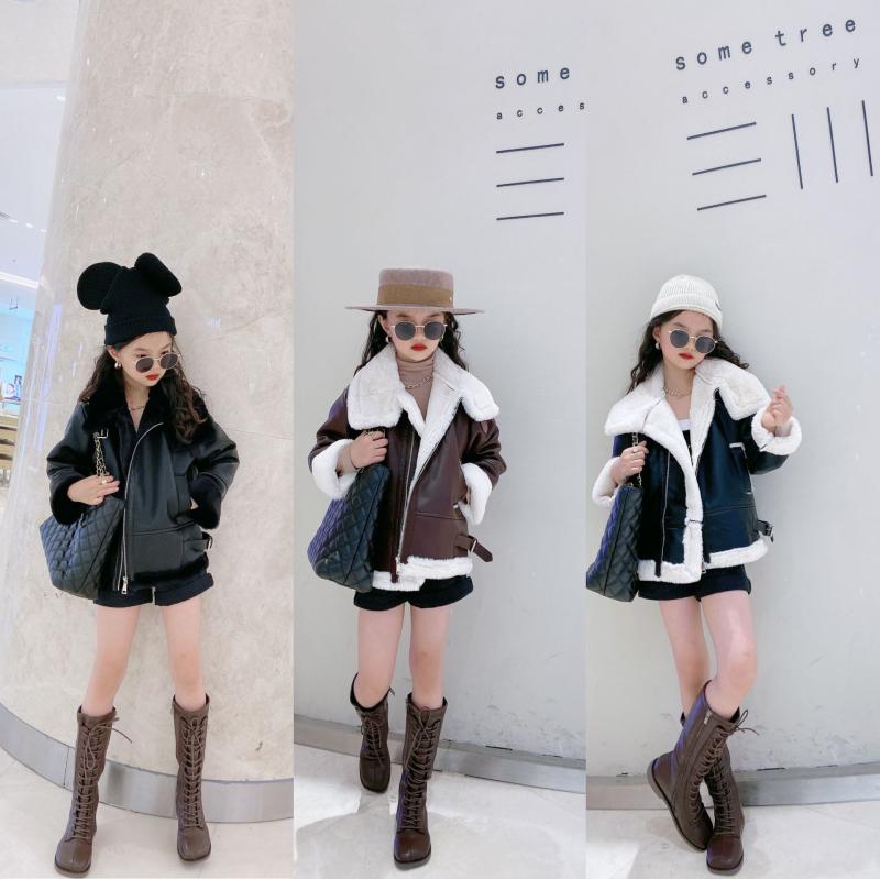子供服 ムートンジャケット 秋冬 韓国風 子供用 裏ボア ライダースジャケット 厚手 防寒 アウター PUレザー ブラック 黒 カフェオレ 100cm 110cm 120cm 130cm 140cm 150cm 160cm 170cm